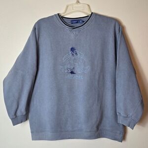 Vintage Disney Pooh Eeyore Embroidered Sweatshirt Blue XL Unisex Crewneck